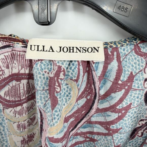 Ulla Johnson Women's Caris Carmine Batik Floral Puff Sleeve Mini Dress Small/Med - Picture 8 of 11